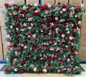 L ตกแต่งงานแต่งงานใบไม้สีเขียวแผงฉาก<span class=keywords><strong>หลัง</strong></span>ดอกไม้ผ้าม้วน3D ผ้าไหม<span class=keywords><strong>สี</strong></span>ขาวดอกไม้ประดิษฐ์ผนังดอกกุหลาบ - Product Image 4