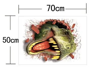 Toptan dinozor tasarım çevre dostu çıkarılabilir PVC yapıştırıcısı çocuklar ev dekor 3D duvar Sticker