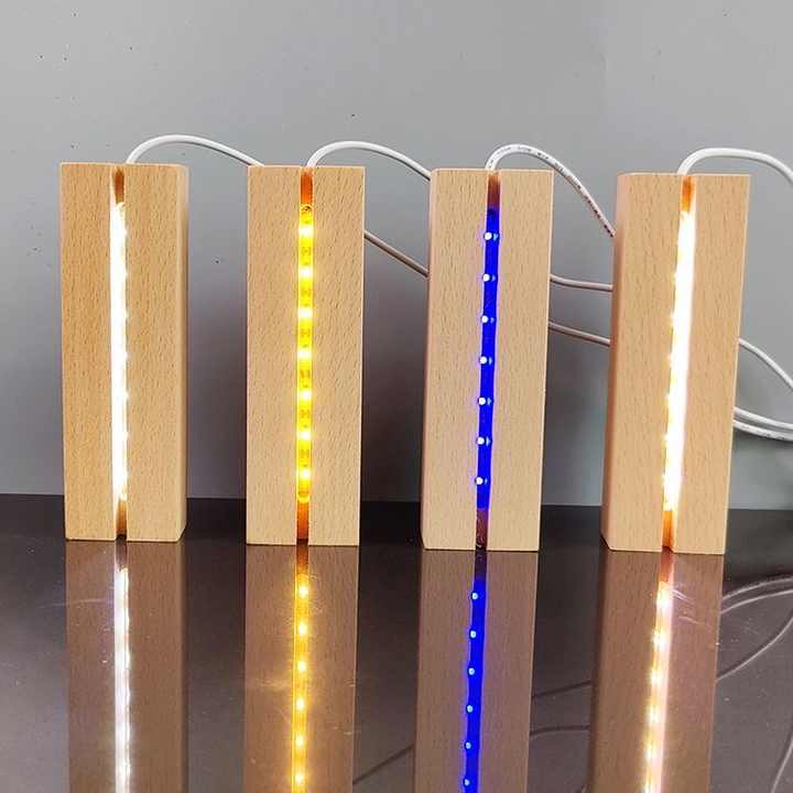 Rectangle LED Light Display Base Wooden Stand Lasers Crystal Glass ...