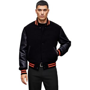 Veste universitaire pour homme FOXA, mélange de laine, manches en cuir, style preppy, veste de collège, XS-5XL - Product Image 2