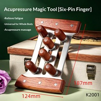 Alat Pijat Akupresur Kayu 6 Pin Self Pressure untuk Menghilangkan Kelelahan, Membuka Meridian dan Titik Akupuntur, Supplier Grosir