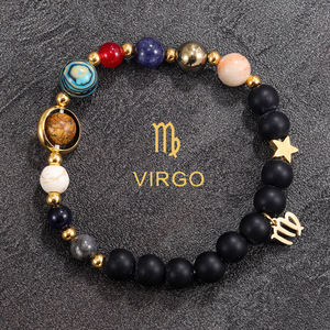 Bracciale Artigianale con Perle di Cristallo Naturale dei Dodici Segni Zodiacali, Pianeti Cosmici, per Turismo e Ricordo, Vendita all'Ingrosso - Product Image 4
