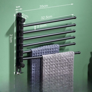 Porte-serviettes mural en acier inoxydable 304 finition chromée, double barre avec crochet, barre à serviettes contemporaine pour salle de bain - Product Image 6