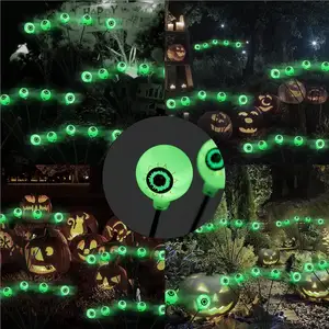 6LED Halloween globe oculaire yeux verts guirlandes lumineuses solaires guirlandes lumineuses Ip65 fête en plein air lumières décoratives