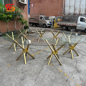 Mesa de Boda Moderna y Lujosa con Anillo de Vidrio Segmentado, Base Dorada en Forma de Cruz, Mesa Redonda para Eventos y Fiestas - Product Image 3