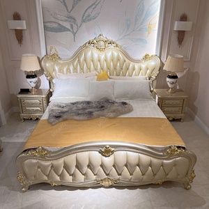 Đồ Nội Thất Gia Đình Thiết Kế Mới Bộ Phòng Ngủ Bằng Gỗ Sâm Banh Phong Cách Pháp Với Hai Bàn Cạnh Giường Ngủ - Product Image 2