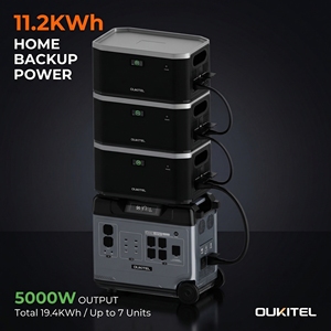 เครื่องกำเนิดไฟฟ้าพลังงานแสงอาทิตย์แบบ MPPT ขยายได้ 5000W 6000W แรงดันไฟฟ้าคู่ 5120Wh พร้อมช่องเสียบที่จุดบุหรี่ สำหรับใช้สำรองไฟบ้านและในรถยนต์ ความจุสูงสุด 19456Wh - Product Image 1