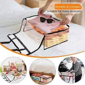 4 packs de sacs de rangement transparents pour vêtements, sac de rangement pour couvertures en vinyle avec fermeture à glissière robuste, - Product Image 3