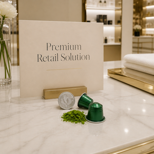 Capsules de matcha de qualité professionnelle compatibles avec les machines Nespresso, riches en umami, thé vert biologique en dosettes - Product Image 1