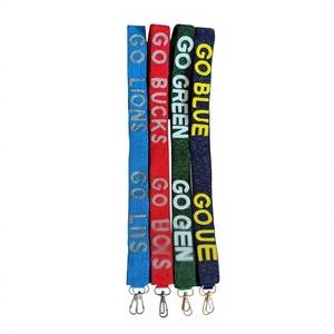 Embroidered <b>Purse</b> Strap With Letters Go Lions Go Bucks Go <b>Green</b> Go Blue Polyester Durable Rectangular Shape Accessory - Product Image 1