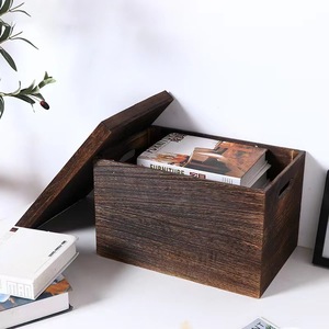 Caja de almacenamiento rectangular de madera retro con tapa, caja para documentos, caja para cosméticos, caja para artículos diversos y caja de regalo al por mayor - Product Image 2