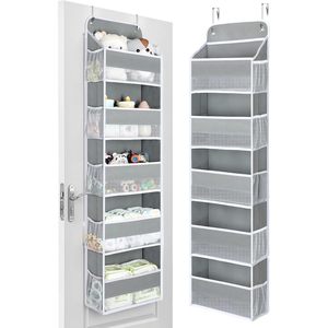 Organizador para colgar sobre la puerta, 15 bolsillos, almacenamiento colgante gris para artículos de bebé y del hogar, uso en el baño y el dormitorio - Product Image 1