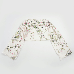 Blusa Floral Romántica y Transpirable con Hombros Descubiertos y Lazo, Top Corto de Verano Elegante de Punto (Impresión Digital) - Product Image 2