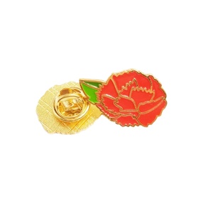 Accept customization Logo Cheap Fashion Mother's Day Pins Metal carnation flower Badge - Product Image 5