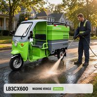 DIKE LB3CX600 Nuevo Vehículo Eléctrico de Tres Ruedas para Lavado a Alta Presión, Tanque de Agua de Acero Inoxidable de 600L, 275 bar, para Limpieza de Calles