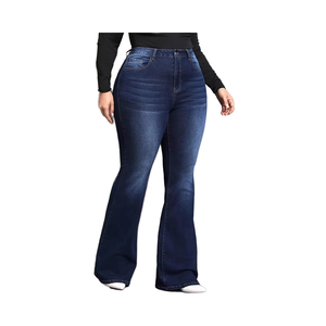 Alla moda 2XL taglie forti da donna <span class=keywords><strong>con</strong></span> gamba larga elastica ecologica <span class=keywords><strong>in</strong></span> cotone traspirante Denim <span class=keywords><strong>Jeans</strong></span> all'ingrosso estivi <span class=keywords><strong>con</strong></span> bottone <span class=keywords><strong>in</strong></span> <span class=keywords><strong>vita</strong></span> - Product Image 3