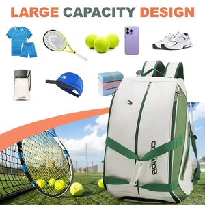 Sac <span class=keywords><strong>de</strong></span> raquette <span class=keywords><strong>de</strong></span> pickleball personnalisé 50-70L, sac à dos portable en cuir PU avec compartiment pour chaussures, pour hommes et femmes, pour le sport - Product Image 4