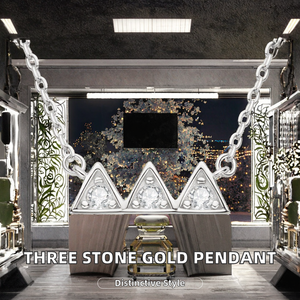 สร้อยคอจี้รูปภูเขาประดับเพชรโมอิสซาไนต์สามเม็ด ดีไซน์สวยหรู ยอดนิยม เงินแท้ 925 พร้อมใบรับรอง GRA - Product Image 2