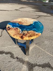 Round Resin River Table with <b>Slab</b> <b>Wood</b> Modern Design Lightweight & Durable-for Living Room Celebrations - Product Image 6