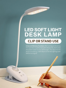 Anti-Skid <span class=keywords><strong>clip</strong></span> điều khiển cảm ứng 360 ° ngỗng cổ dẫn đèn bàn với nightlight 3 bước Dimmable văn phòng chiếu sáng 2400mAh có thể sạc lại - Product Image 2