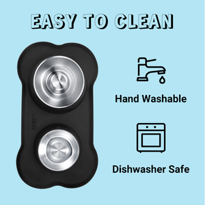 Tigela de silicone para animais de estimação de viagem personalizada tigela grande dupla de aço inoxidável alimentador lento para cães e gatos - Product Image 3