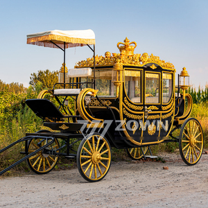 Calèche royale européenne classique, faite à la main, en bois et métal, tirée par des chevaux, pour mariage et accessoires de cinéma - Product Image 6
