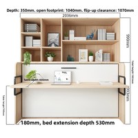 Modernes weißes verstellbares Murphy-Wandbett Eichenholz mit Metall funktion für Arbeits zimmer oder Gästezimmer