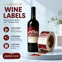 Étiquette adhésive personnalisée pour bouteille de vin, design couleur, impression sur papier, pour emballage de boissons et aliments