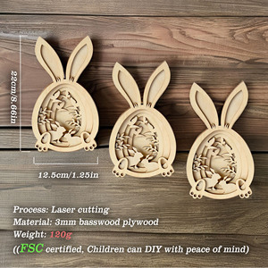 Échantillon gratuit Vente en gros Personnalisé Enfants <span class=keywords><strong>Pâques</strong></span> Bois Artisanat Bricolage Lapin Peinture Kit <span class=keywords><strong>Pâques</strong></span> Ornements en bois - Product Image 3