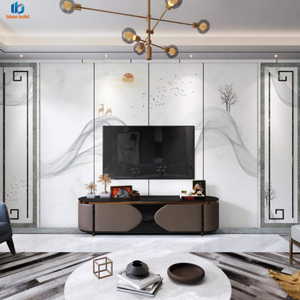 กระเบื้องพอร์ซเลนลายหินอ่อนหรูหราแบบใหม่ ขนาด 800x2600 มม. ผิวเงาขัดมัน 4 ชิ้น ลายต่อเนื่อง สำหรับผนังหลังทีวี - Product Image 3