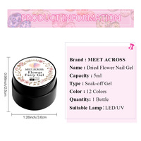MEET ACROSS Gel UV à paillettes et sequins, pour nail art DIY, décoration d'ongles, fleurs, gel polonais, fleurs séchées naturelles, gel pour ongles
