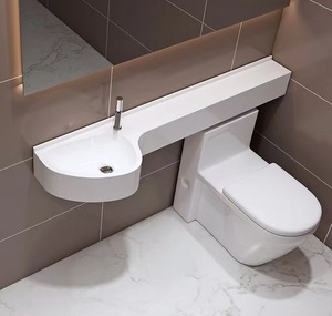 Lavabo Contemporaneo in Composito SMC <span class=keywords><strong>Salvaspazio</strong></span> Minimalista con Piano d'Appoggio Laterale - Product Image 1