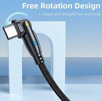 60W 3A Schnellladekabel USB-C zu USB-C 180° °   Drehbares Nylon-Geflochtenes Typ-C Lade- und Datenübertragungskabel für Apple Samsung
