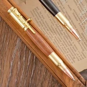 Stylo tactique écologique avec logo personnalisé, stylo à bille à action par culbuteur amusant et original, fabriqué en bois de santal, corps en métal, cadeau - Product Image 5