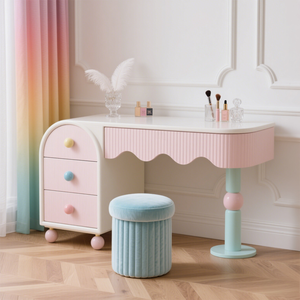 Tocador Moderno de Madera Maciza Color Crema, Nuevo Gabinete de Almacenamiento Integrado <span class=keywords><strong>para</strong></span> Dormitorio con Armario y Tocador - Product Image 5