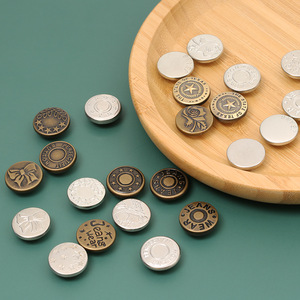 Boutons en métal pour jeans, ronds, vintage, motif étoile gravé, sans nickel, logo en relief, bouton décoratif pour vêtements en denim - Product Image 3