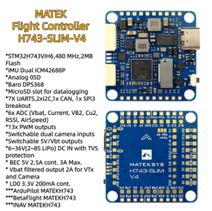 Controlador de Vuelo Matek Mateksys H743 SLIM V4 con OSD Integrado y MicroSD para Drones FPV, Multicóptero y Modelos RC - Product Image 5