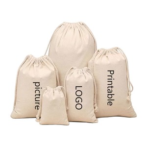 Wholesale Custom Print Eco Friendly Recycled <strong>Plain</strong> Printed Big Cotton <strong>Canvas</strong> Pouch Drawstrings Dust Bags With Rope Logo - Product Image 1
