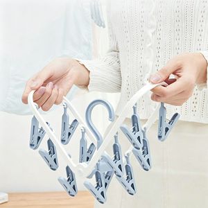 <span class=keywords><strong>Cintre</strong></span> rotatif multifonction avec de nombreux clips, idéal pour sécher les chaussettes et les sous-vêtements à la maison - Product Image 2