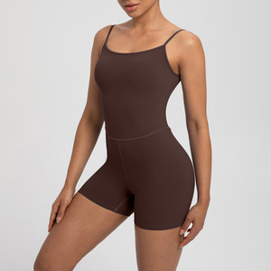SUHE BS-1668 Yoga Bodysuit for Women High Waisted Sleeveless Spaghetti Strap Scoop Neck Full Length Padded Chest Sports - Product Image 2