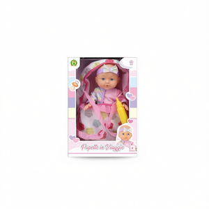 Poupée Bébé Pupetto en Voyage 30 cm en plastique avec porte-bébé et accessoires pour jeu de rôle pour filles de 4 à 6 ans - Product Image 2
