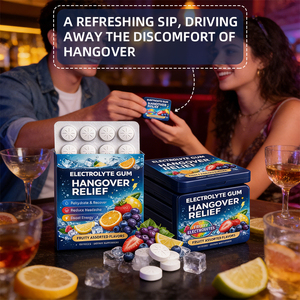 Chewing-gum électrolytique aromatisé aux fruits pour l'hydratation et la récupération après une gueule <span class=keywords><strong>de</strong></span> bois, vente en gros, ODM - Product Image 5