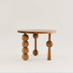 Ensemble table et chaises de salle à manger <span class=keywords><strong>en</strong></span> <span class=keywords><strong>bois</strong></span> massif de style nordique simple américain, rétro, <span class=keywords><strong>petit</strong></span> appartement, design circulaire, élégant, meubles de salle à manger - Product Image 4
