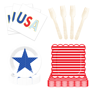 DAMAI - Juego de Artículos para Fiesta del 4 de Julio, Kit con Temática Patriótica para Decoraciones del Día de la Independencia, Platos, Servilletas, Vasos, Pancarta, Mantel - Product Image 4