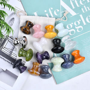 Meilleure vente cristal rose Quartz rose yeux <span class=keywords><strong>Anti</strong></span>-rides ensemble grattage du visage Guasha outil de Massage du visage pierre de Jade champignon Gua Sha - Product Image 5