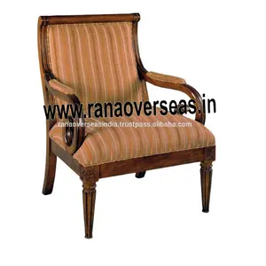 Hand Carved Wooden Dining Chairs With Armrest In Bronze Color For Home Hotel And Restaurant