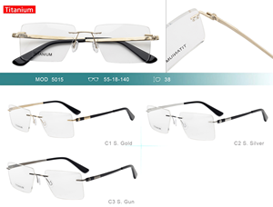 Bán Sỉ Kính Mắt Titan Không Vành Thép Titan Vuông Mạ Vàng 18K Gọng Kính Unisex - Product Image 3