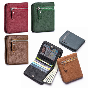 Ando Bag Genuine Cowhide Leather <b>Small</b> Bifold <b>Wallet</b> with Zipper Coin Pocket Card Slots and ID Window - Product Image 1