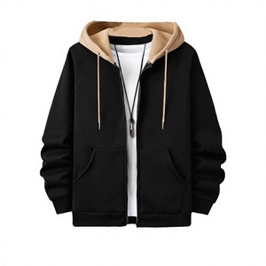 Men's <b>Zip</b> <b>Up</b> <b>Hoodie</b> Jogger Set Solid Color Fleece Tracksuit Casual Streetwear Winter Wear - Product Image 2