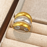 Cincin Baja Titanium Blok Warna Emas 18K INS, Cincin Baja Tahan Karat Mewah Grosir